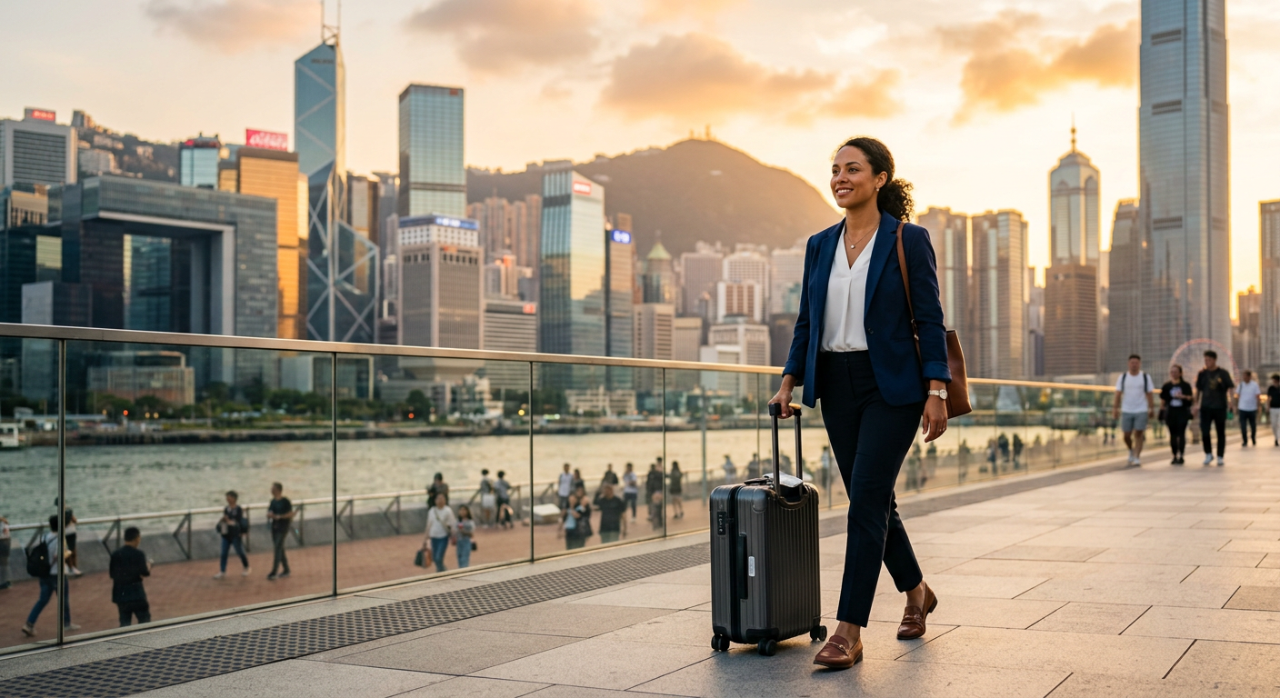Professional working abroad in a foreign city