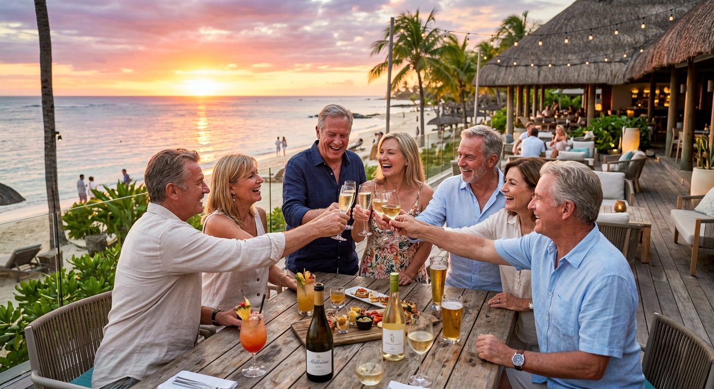 Travel club members enjoying a resort together