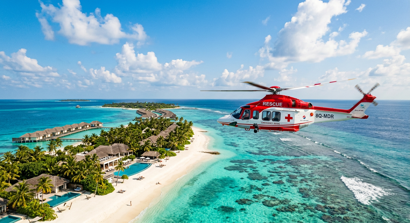 Air ambulance helicopter in flight